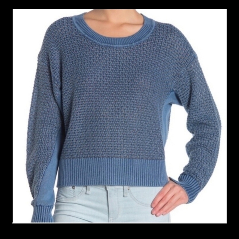 Rag & Bone Kyra Crew Metallic Pullover Sweater Blue SZ M